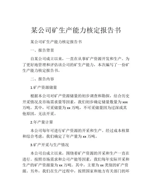 某公司矿生产能力核定报告书