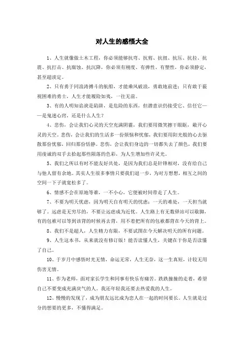 对人生的感悟大全