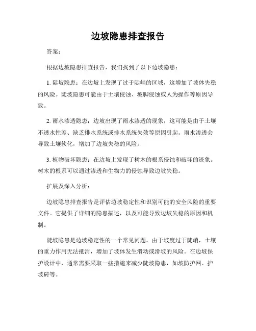 边坡隐患排查报告