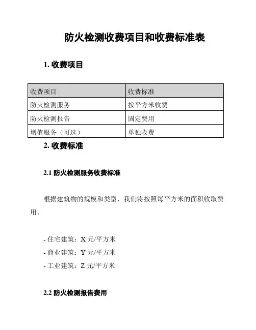 防火检测收费项目和收费标准表