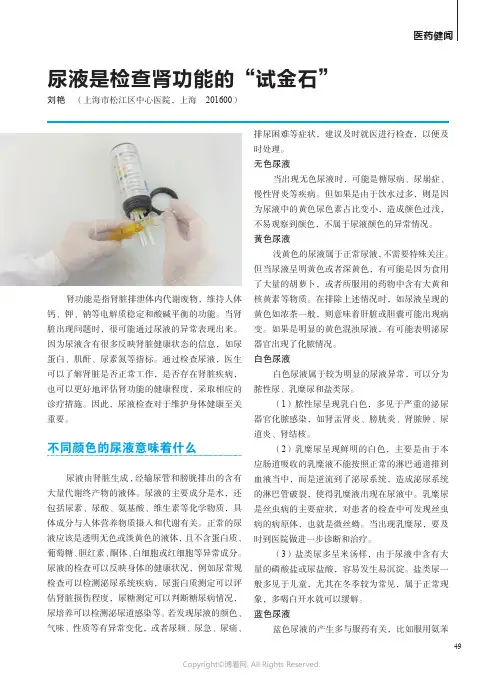 尿液是检查肾功能的“试金石”