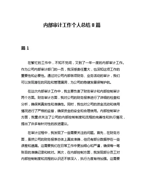 内部审计工作个人总结8篇