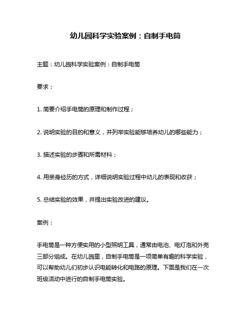 幼儿园科学实验案例：自制手电筒