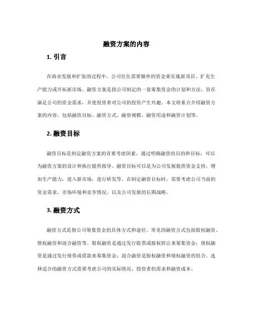 融资方案的内容