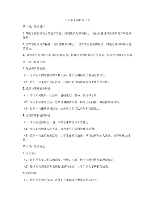 小学队干部培训计划