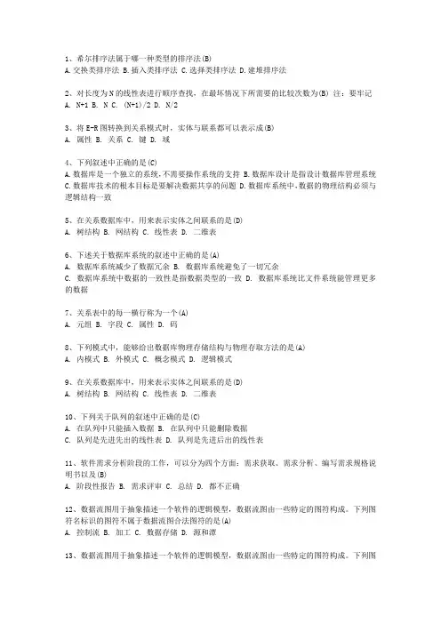 2012浙江省全国计算机等级考试二级VB笔试试卷及参考答案考试重点和考试技巧