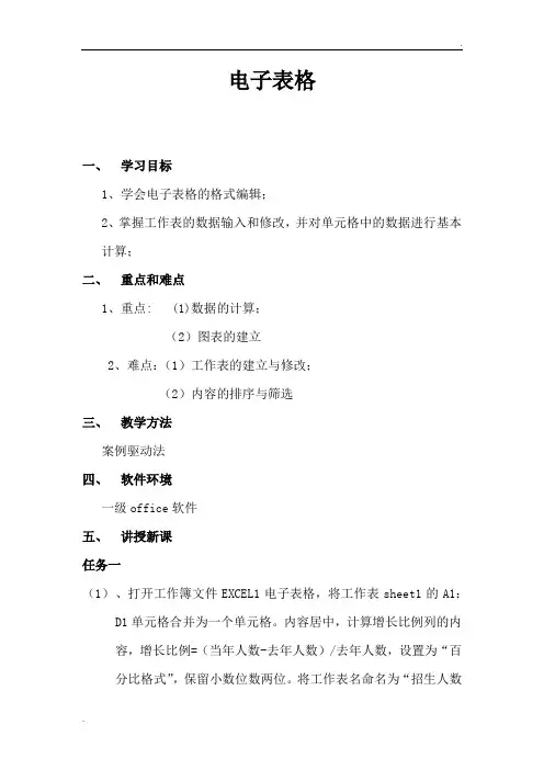 电子表格--导学案