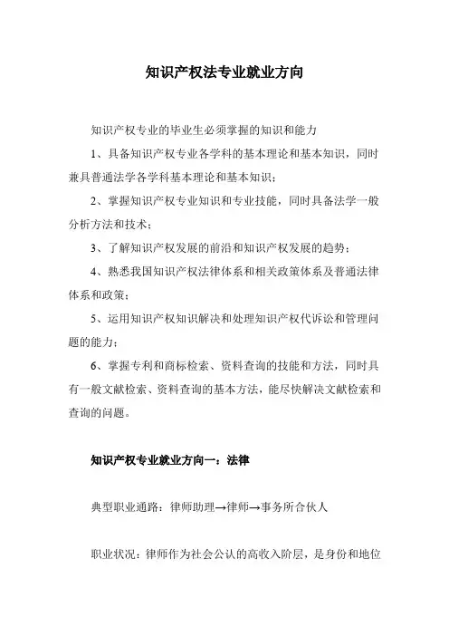 知识产权法专业就业方向