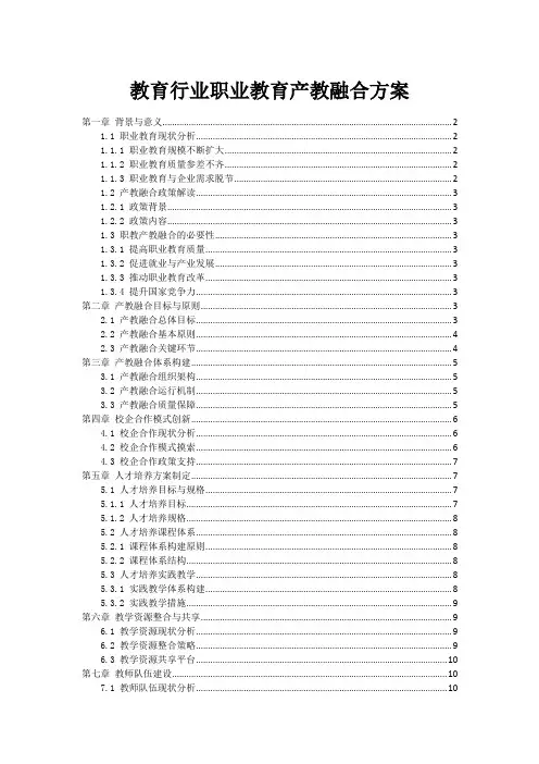 教育行业职业教育产教融合方案