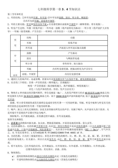 [精品]浙教版七年级科学第一章3、4节知识点及练习题.doc