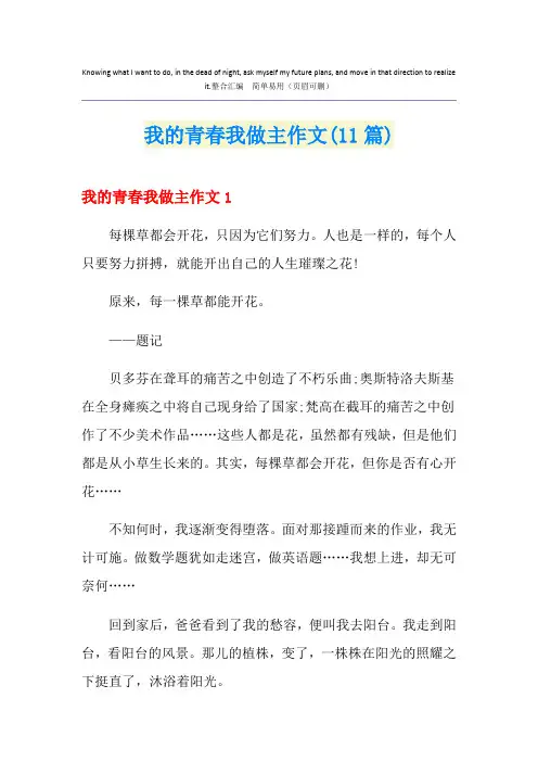 我的青春我做主作文(11篇)