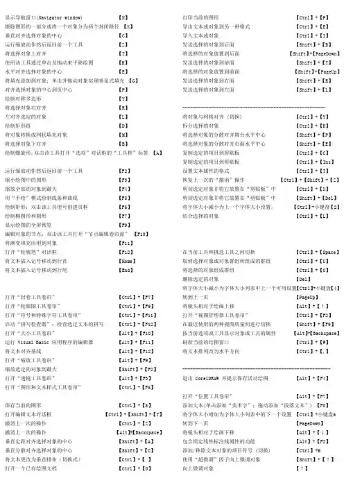 coreldraw命令快捷键大全【A4打印版方便看】