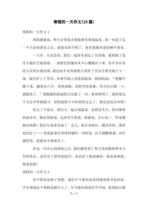 寒假的一天作文(15篇)