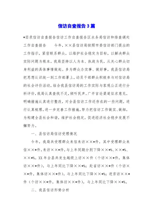 信访自查报告3篇