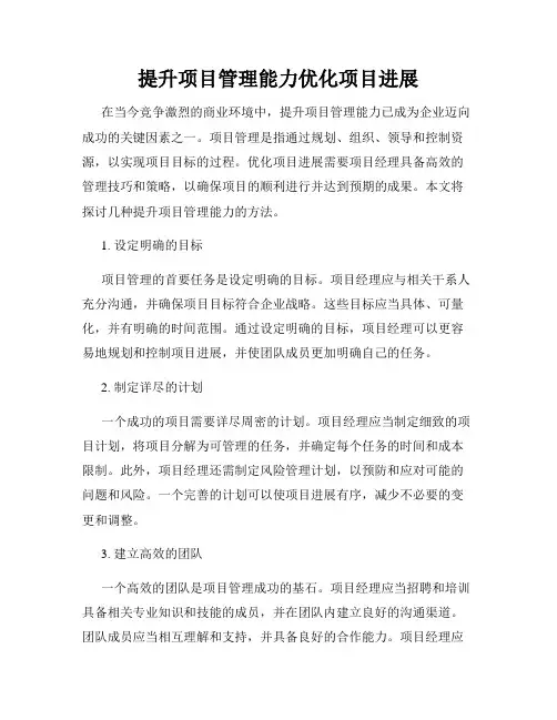 提升项目管理能力优化项目进展