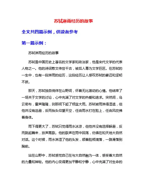 苏轼淋雨经历的故事
