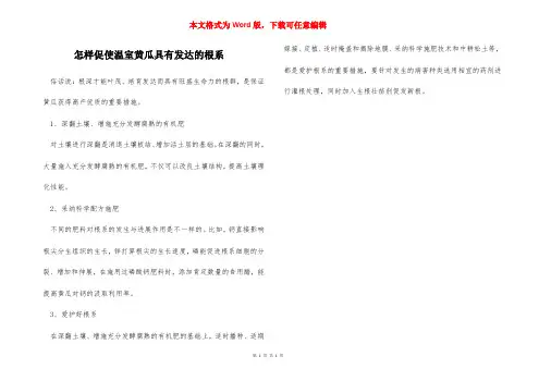 怎样促使温室黄瓜具有发达的根系