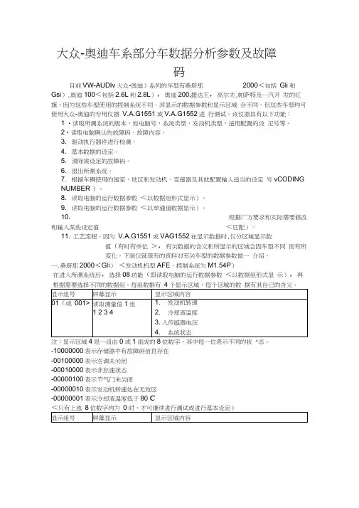 大众车系故障码数据分析