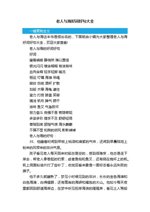 老人与海好词好句大全