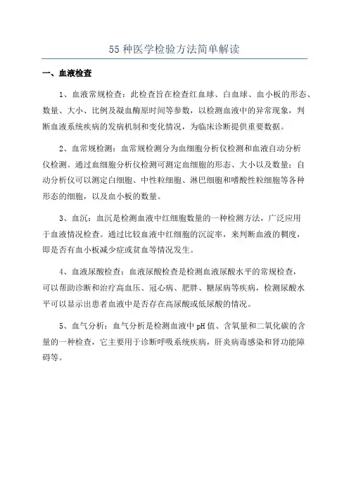 55种医学检验方法简单解读