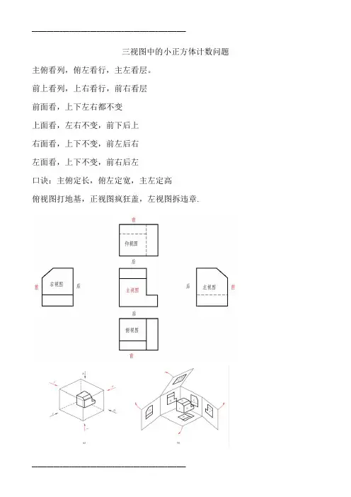 三视图中的小正方体计数问题  口诀