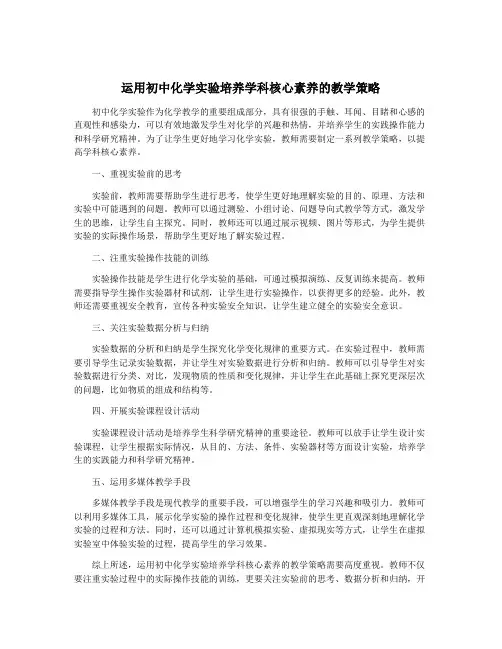 运用初中化学实验培养学科核心素养的教学策略