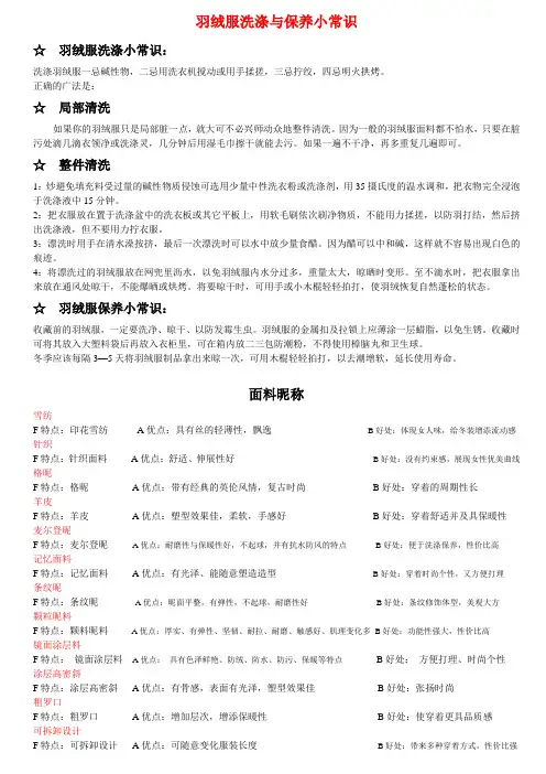 羽绒服洗涤与保养小常识