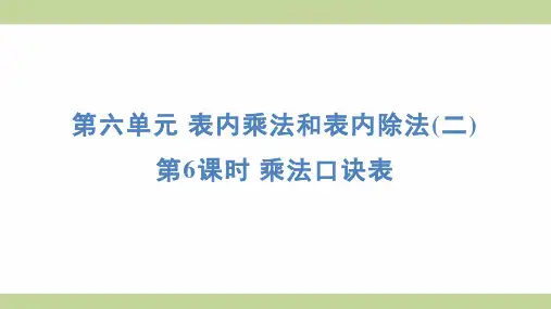 苏教版二年级上册数学 6-6 乘法口诀表 知识点梳理重点题型练习课件