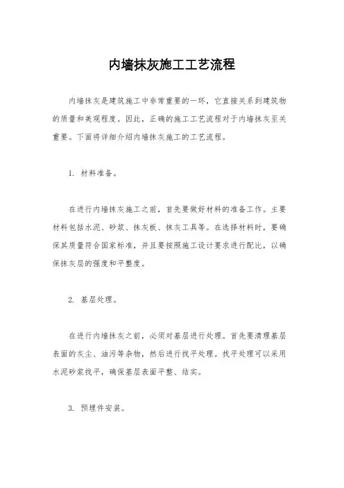 内墙抹灰施工工艺流程