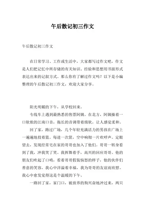 午后散记初三作文