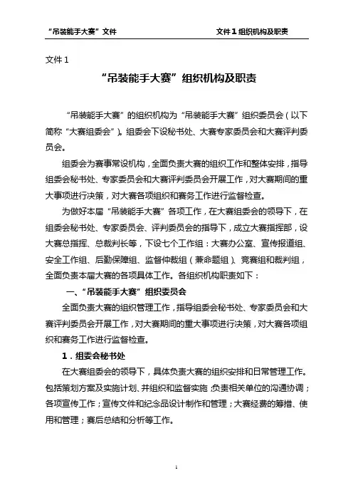 “吊装能手大赛”竞赛组织机构职责