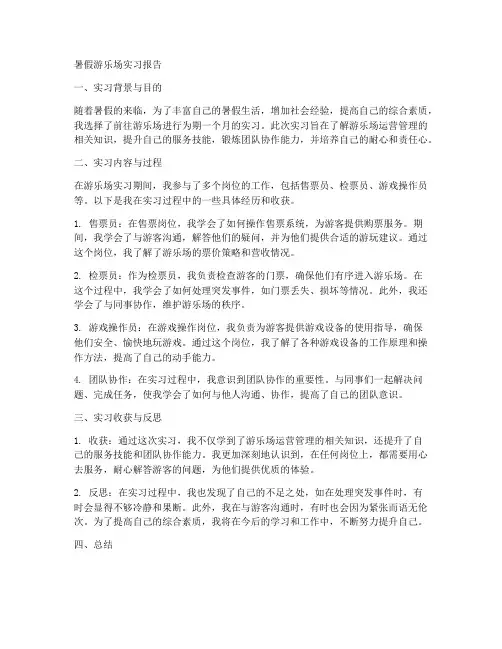暑假游乐场实习报告