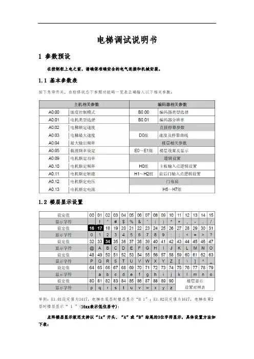电梯调试说明书