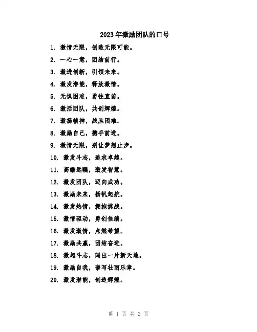 2023年激励团队的口号