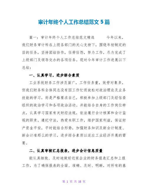 审计年终个人工作总结范文5篇