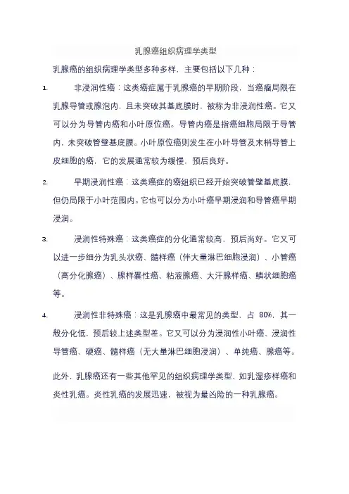 乳腺癌组织病理学类型