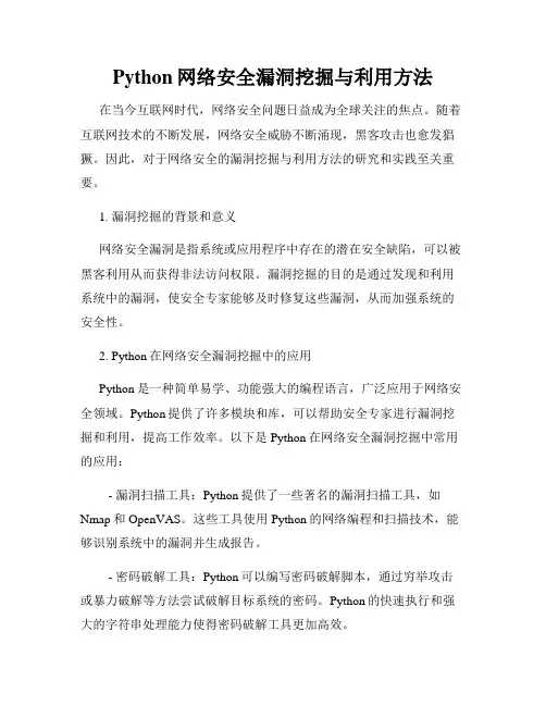 Python网络安全漏洞挖掘与利用方法