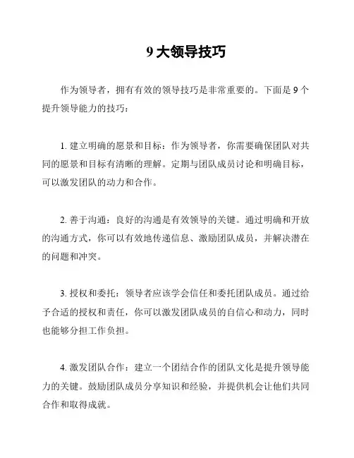 9大领导技巧