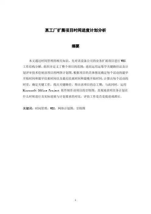 项目时间进度分析报告(案例)