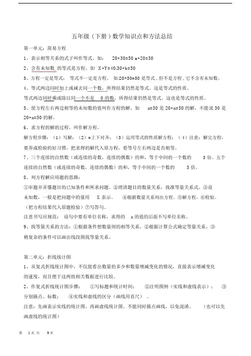 (完整版)苏教版五年级(下册)数学知识点总结.doc