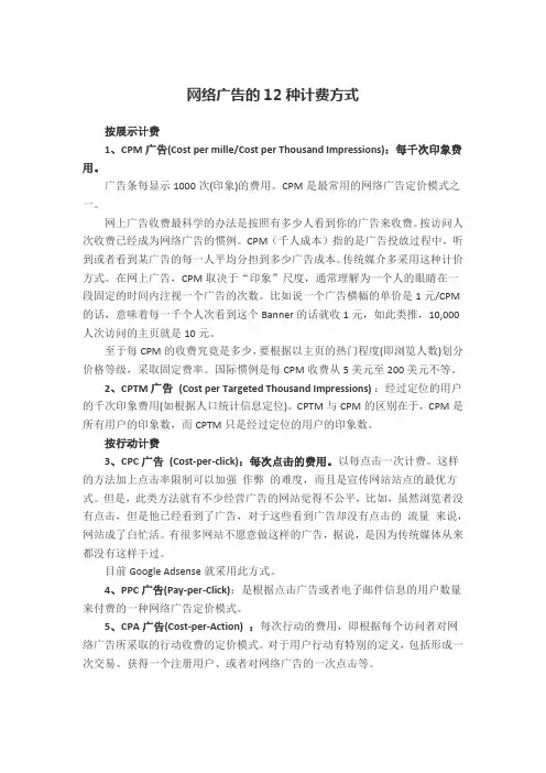 网络广告的12种计费方式