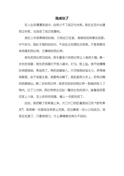 五年级作文：我成功了作文400字