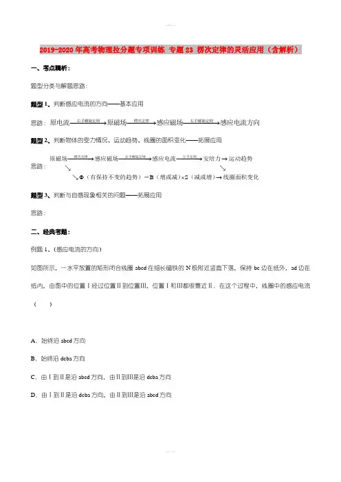 2019-2020年高考物理拉分题专项训练 专题23 楞次定律的灵活应用(含解析)