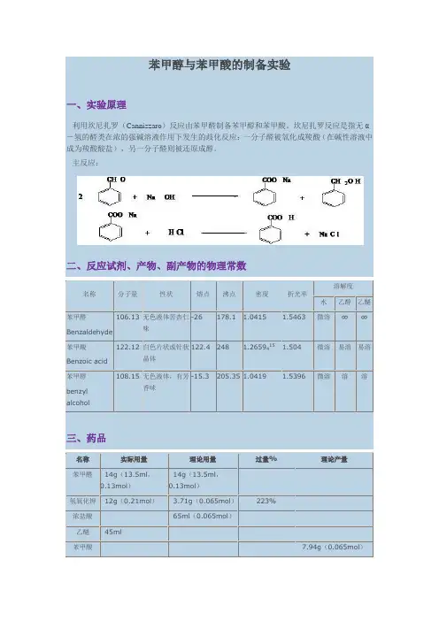 苯甲醇和苯甲酸的合成