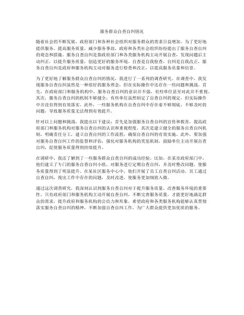 服务群众自查自纠情况