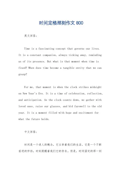 时间定格那刻作文800