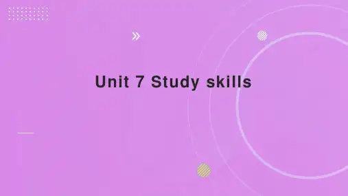 译林版英语七上同步教学 Unit 7 Study skills 课件
