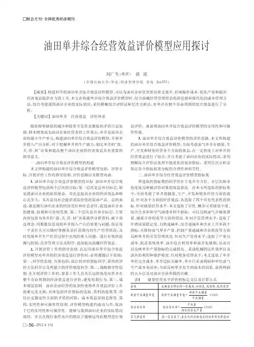 油田单井综合经营效益评价模型应用