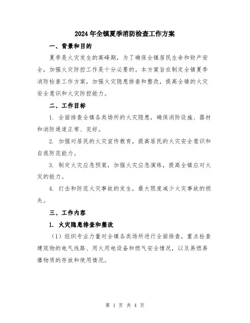 2024年全镇夏季消防检查工作方案