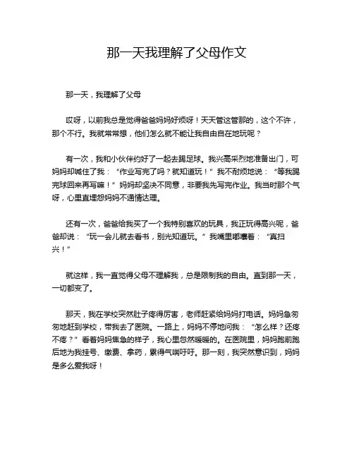那一天我理解了父母作文